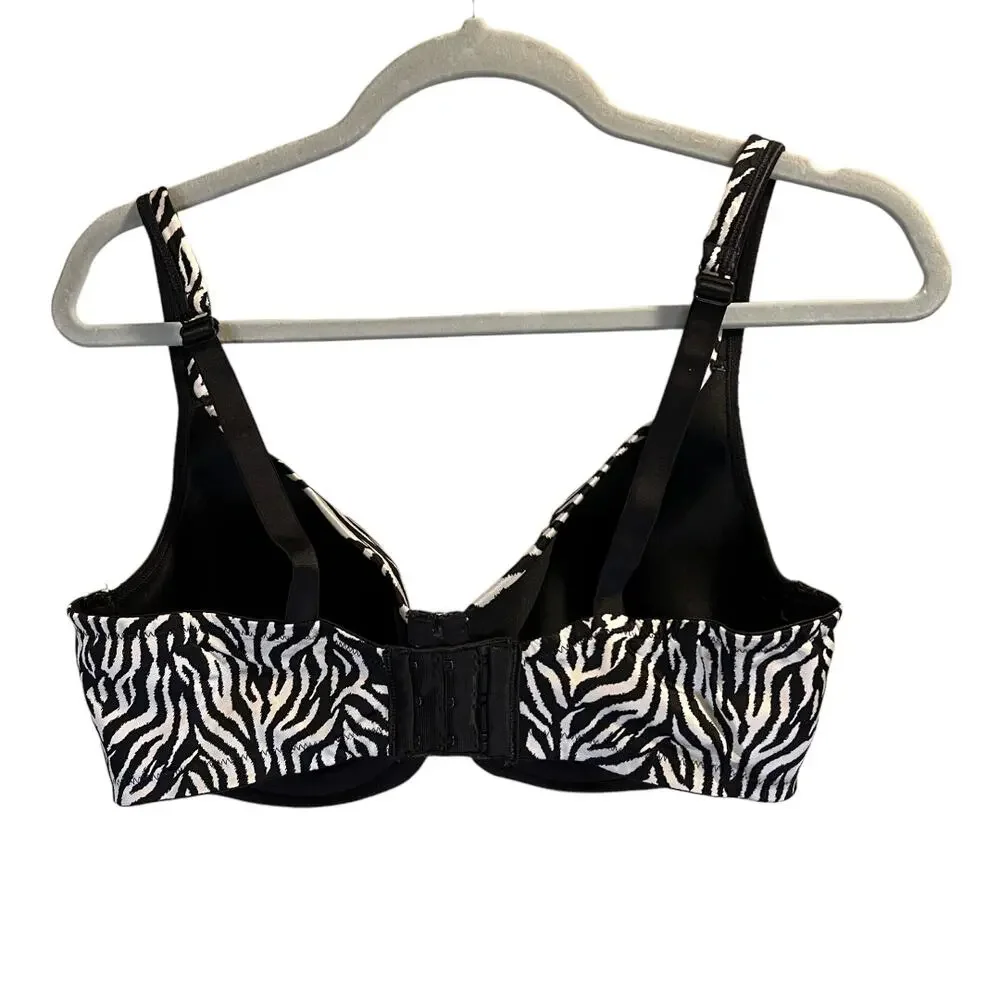 Playtex Side Smoothing Underwire Bra Adjustable Strap Zebra Print Size 38DD
